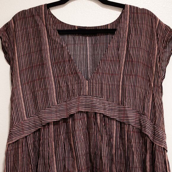 Hatch Paulina Dress Brown Pink Empire Waist Cap Sleeve Shift Maternity SZ M - Picture 6 of 8